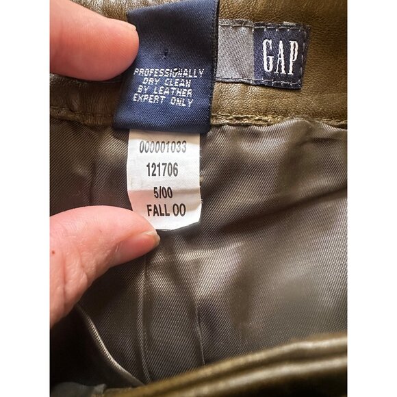 Vintage Gap Real Leather Bootcut Pants Women 10 Dark Green Western Cowgirl Grung - Picture 7 of 16